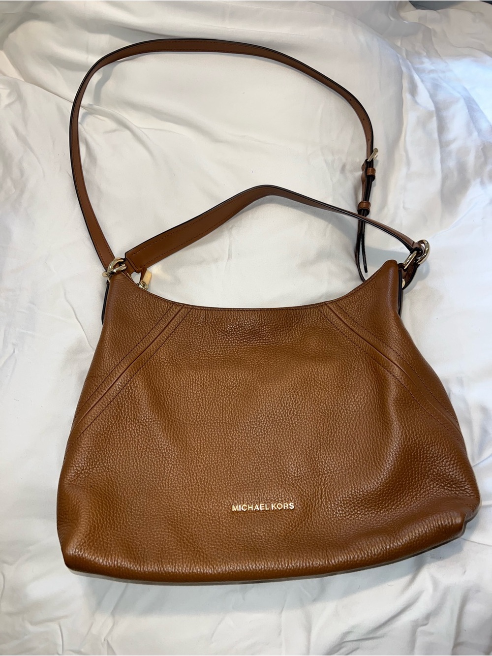 Michael Kors Cognac Pebbled Leather Shoulder Bag